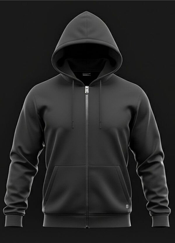 Fermuarlı Kapüşonlu Sweatshirt Üç İplik - Görsel 3