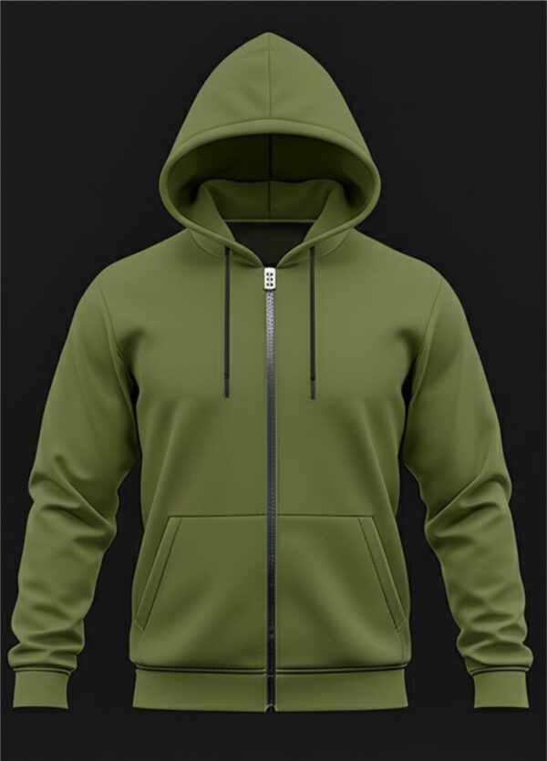 Fermuarlı Kapüşonlu Sweatshirt Üç İplik - Görsel 2
